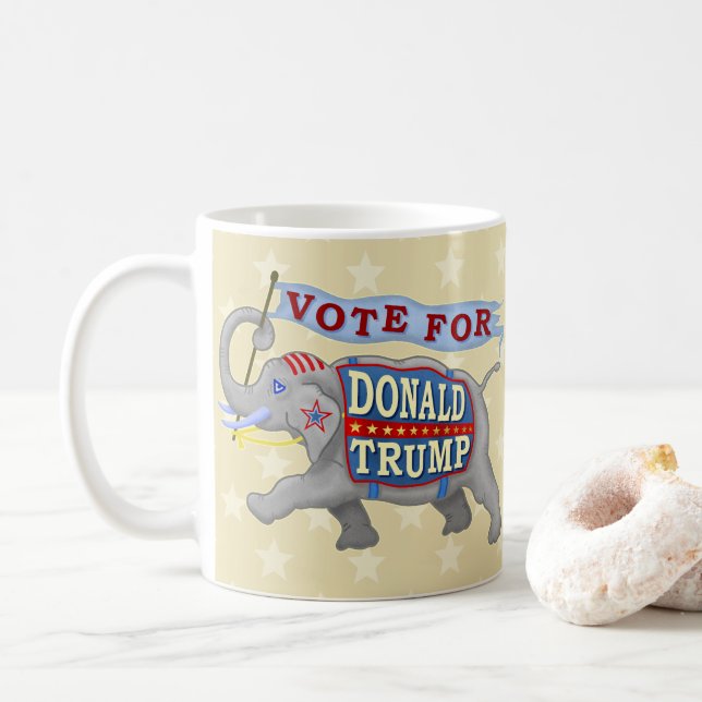 Taza De Café Elefante republicano Donald Trump presidente 2024 (Con donut)