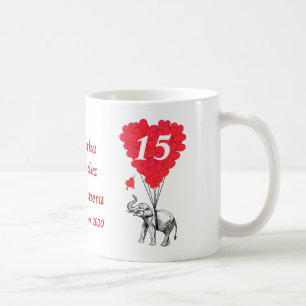 Taza De Café Elefante romántico y personalizado Quinceanera