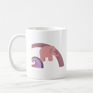 Taza De Café Elefante Rosa Con Arcoiris