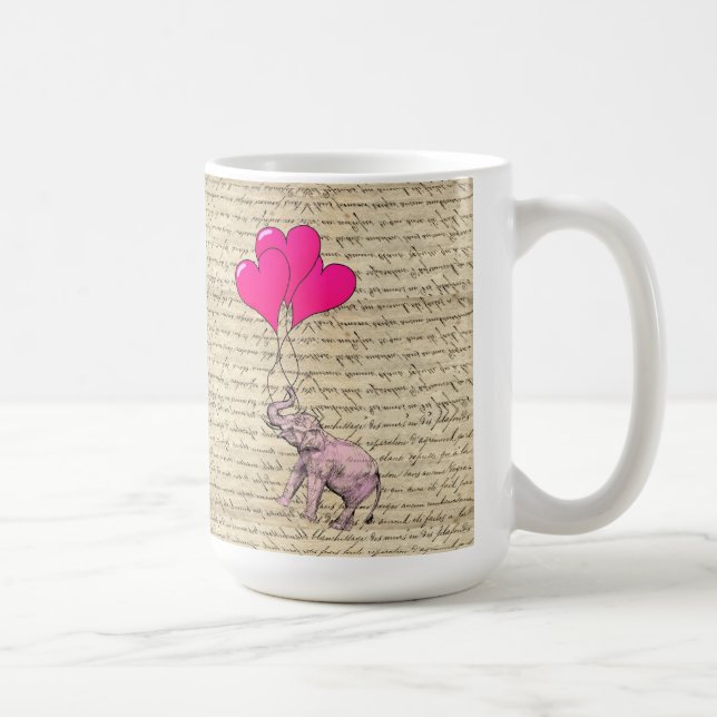 Taza De Café Elefante rosa sosteniendo globos (Derecha)