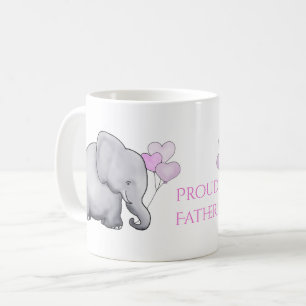 Taza De Café Elefante rosado lindo del bebé del padre orgullos