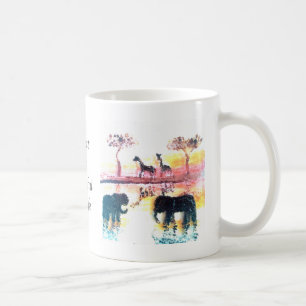 Taza De Café Elefante Safari Sunset, vida silvestre de jirafa