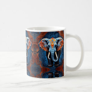 Taza De Café Elefante vibrante con motivos florales