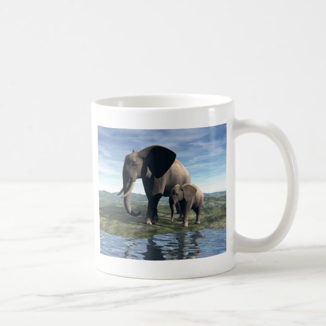 Taza De Café Elefante y bebé (Derecha)