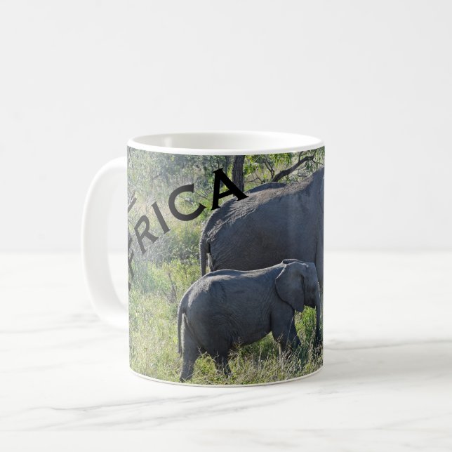 Taza De Café Elefante y bebé de la madre de los elefantes de (Anverso izquierdo)