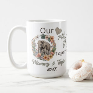 Taza De Café Elefante y bebé, nuestro primer día de la madre ju