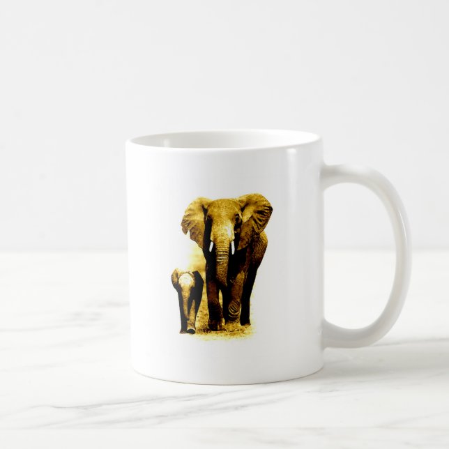 Taza De Café Elefante y elefante bebé (Derecha)