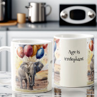 Elefante y globos juegan en palabras cumpleaños di
