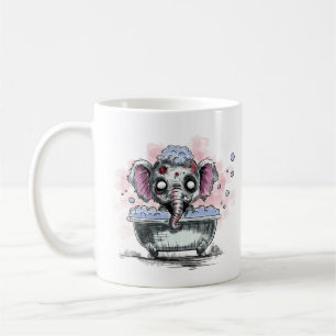 Taza De Café Elefante zombiano en una bañera