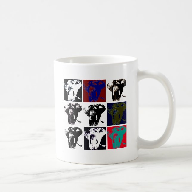 Taza De Café Elefantes de arte pop (Derecha)