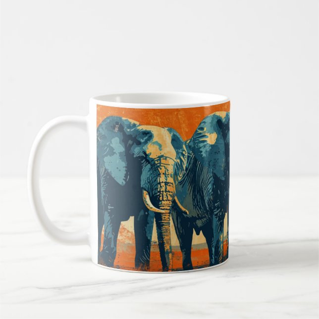 Taza De Café Elefantes de la cosecha de sol (Izquierda)