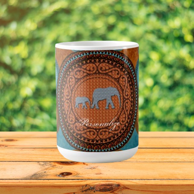 Taza De Café Elefantes decorados Café Mug (Decorated Elephants Coffee Mug)