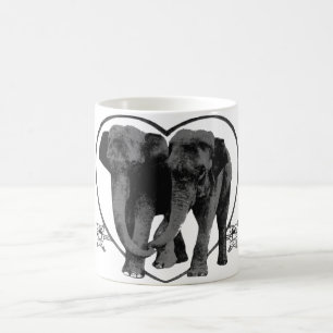 Taza De Café Elefantes gris oscuro del amor