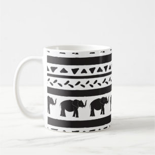 Taza De Café Elefantes, líneas, triángulos, impecables decorati