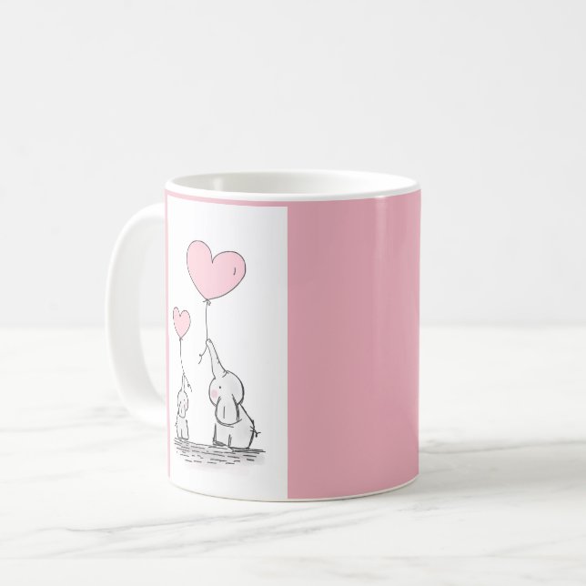Taza De Café Elefantes rosados lindos (Anverso izquierdo)