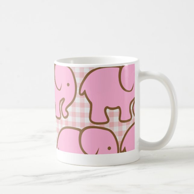 Taza De Café Elefantes rosas bonitos sobre el patrón rosado pla (Derecha)