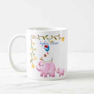 Taza De Café Elefantes, torre animal de ovejas y aves