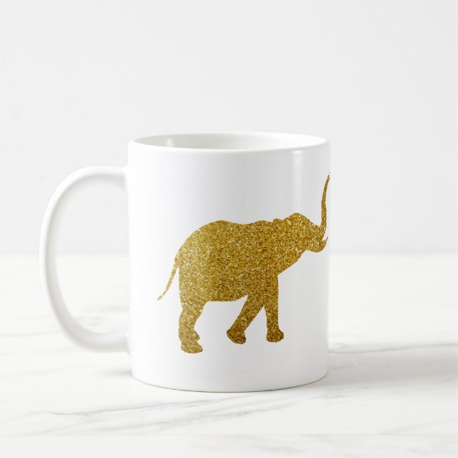 Taza De Café Elefantes Trompeteando Dorados (Izquierda)
