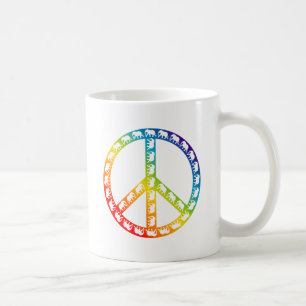 Taza De Café Elefantes y símbolo de la paz