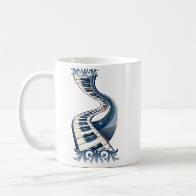 Taza De Café Elegance in piano keys and blossoms.  (Izquierda)