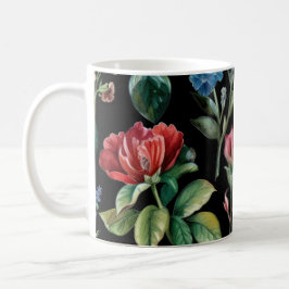Taza De Café Elegancia botánica vintage negro
