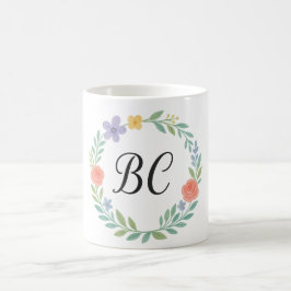 Taza De Café Elegancia caprichosa Monograma floral