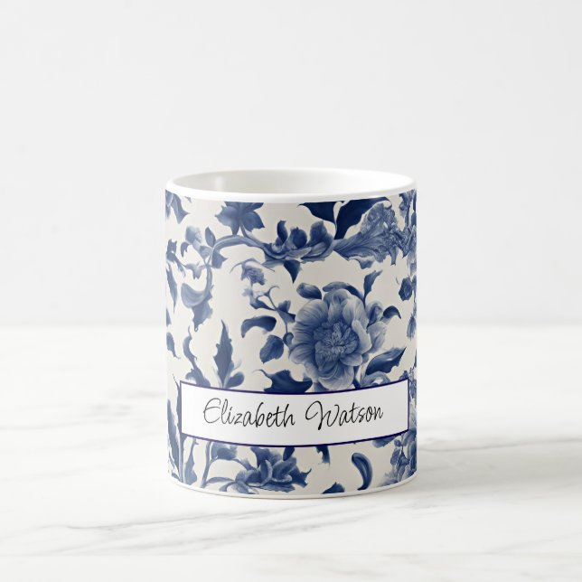Taza De Café Elegancia de porcelana de personalizable: Floral a (Centro)