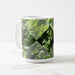 Taza De Café Elegancia Esmeralda: hojas verdes en corte de diam