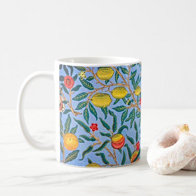 Taza De Café Elegancia eterna: Las cuatro frutas de William Mor (Con donut)