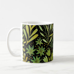 Taza De Café Elegancia floral: Patrón de acuarela vintage