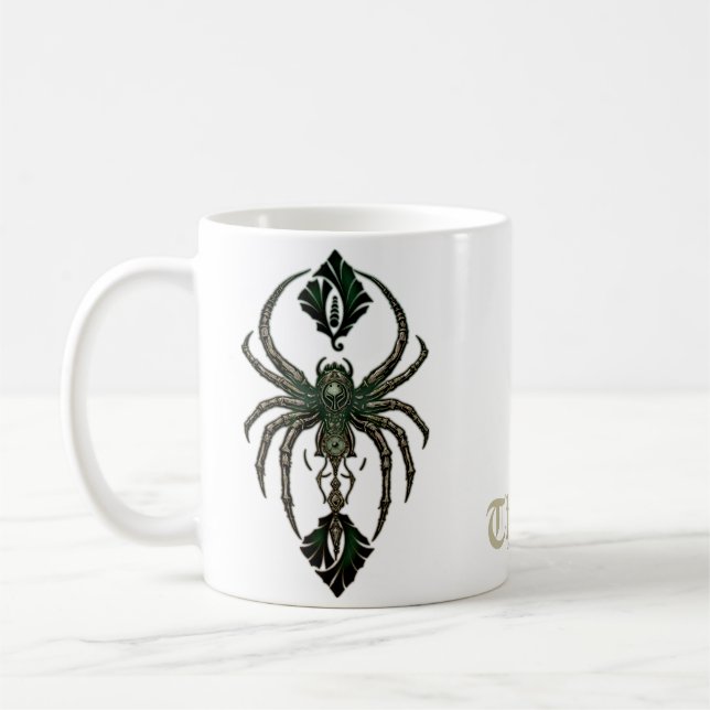 Taza De Café Elegancia mecánica, araña en la oscuridad. (Izquierda)