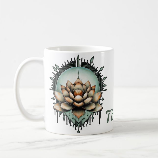 Taza De Café Elegancia meditativa. Flor de loto exquisita (Izquierda)