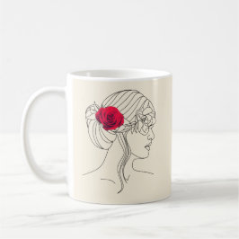 Taza De Café Elegancia minimalista: Mujer en línea continua con