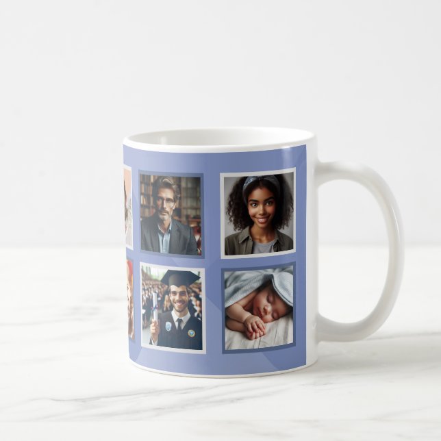 Taza De Café Elegancia personalizada Diez fotos Collage Gris az (Derecha)