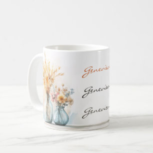 Taza De Café Elegancia rústica nombre floral Personalizado colo