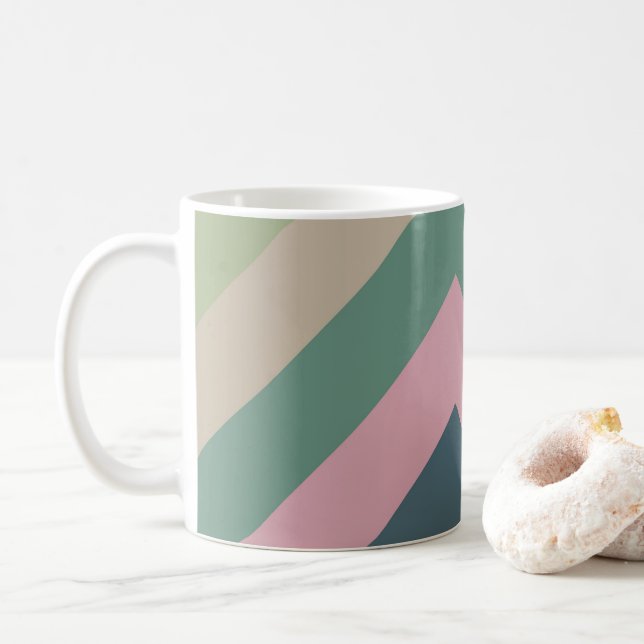 Taza De Café Elegancia silenciada - Diagonal a rayas (Con donut)