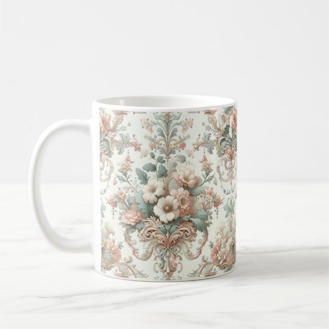 Taza De Café Elegancia victoriana: Suaves Patrones Pastel (Izquierda)
