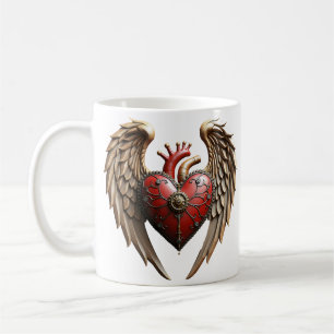 Taza De Café Elegancia vintage: un reloj y un corazón elegantes