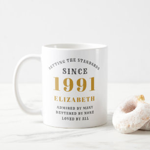 Taza De Café Elegant Add Name Personalizado 30 cumpleaños 1991