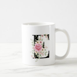 Taza De Café Elegant Alphabet Coffee Cup with Pink Rose Design