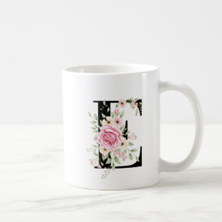 Taza De Café Elegant Alphabet Coffee Cup with Pink Rose Design