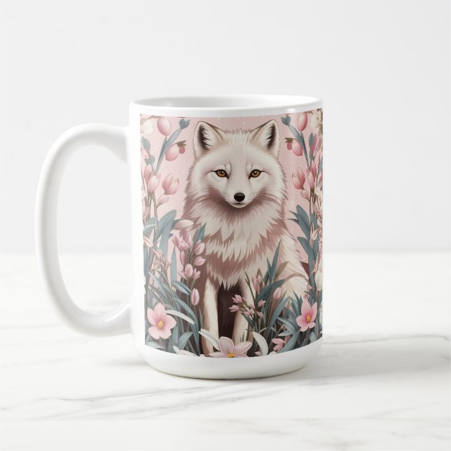 Taza De Café Elegant Arctic Fox Pink Floral (Izquierda)