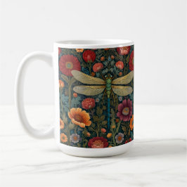 Taza De Café Elegant art nouveau Autumn floral Dragonfly