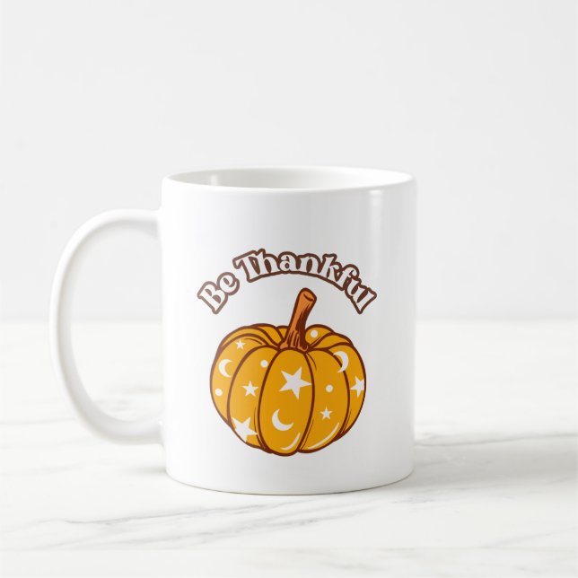 Taza De Café Elegant Be Thankful Groovy Pumpkin Acción de Graci (Izquierda)