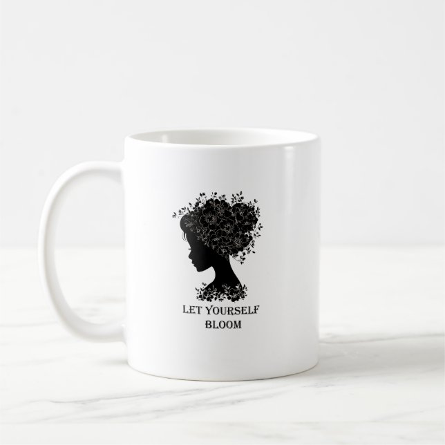 Taza De Café Elegant black-and-white floral silhouette design  (Izquierda)