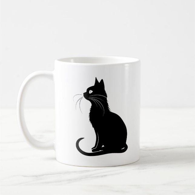 Taza De Café Elegant Black Cat Silhouette Mug (Izquierda)