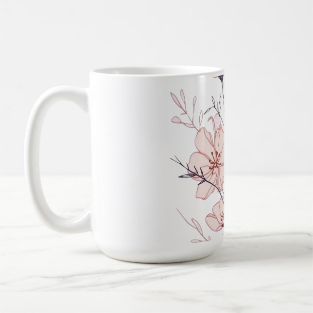 Taza De Café Elegant Blooming Flower Illustration (Izquierda)