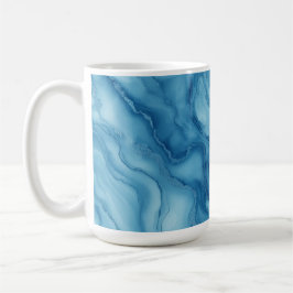 Taza De Café Elegant Blue Marble with Fluid Wave-Like Design