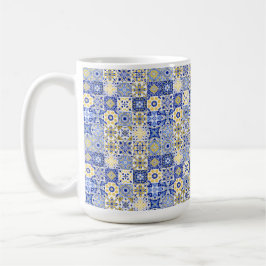 Taza De Café Elegant blue& white Portuguese Azulejo pattern 