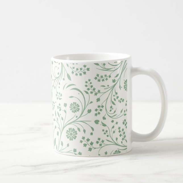 Taza De Café Elegant Botanical Floral Pattern – Minimal Nature  (Derecha)